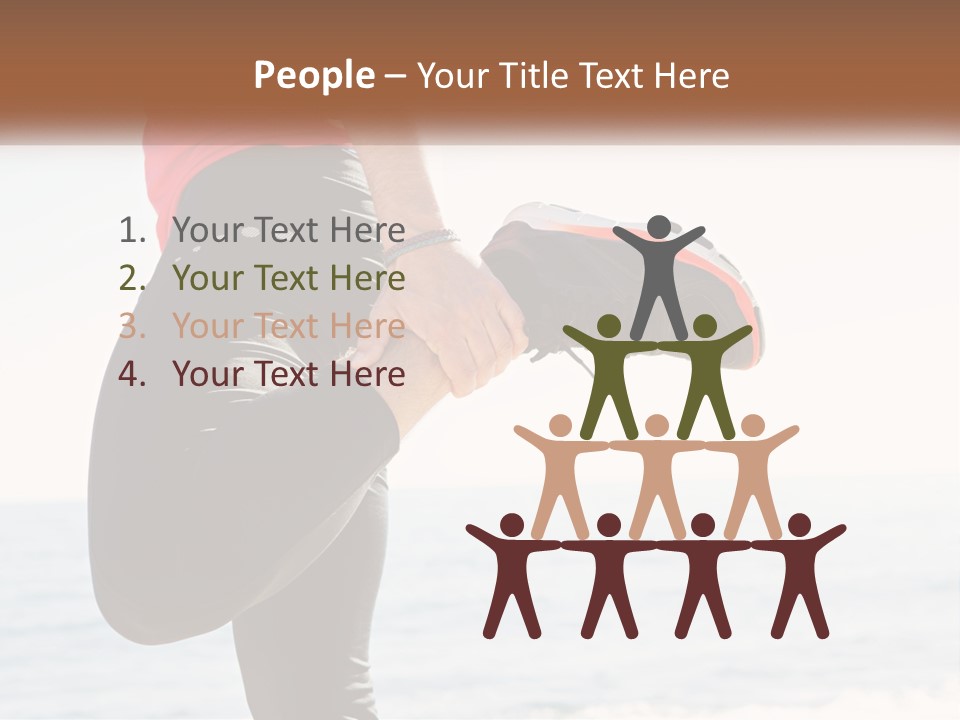 A Person Standing On A Beach With Their Feet In The Air PowerPoint Template