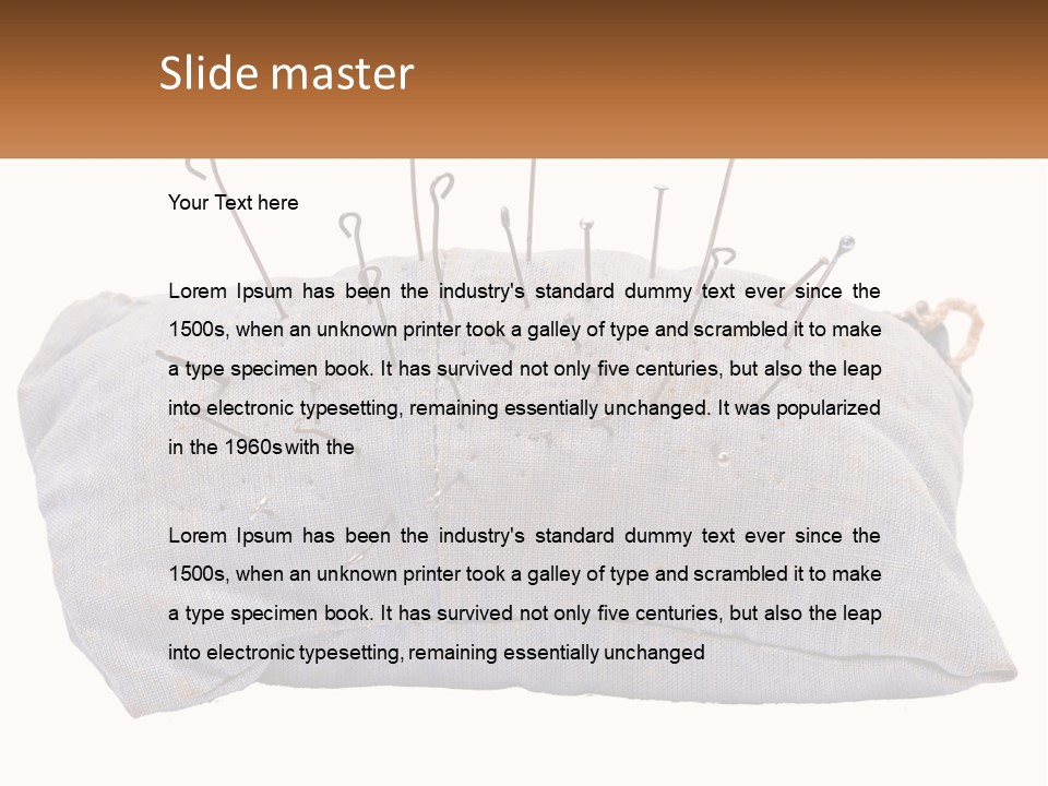 A Pillow With Pins Sticking Out Of It PowerPoint Template