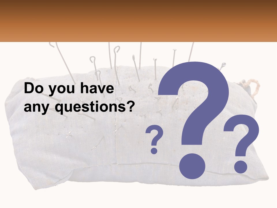 A Pillow With Pins Sticking Out Of It PowerPoint Template