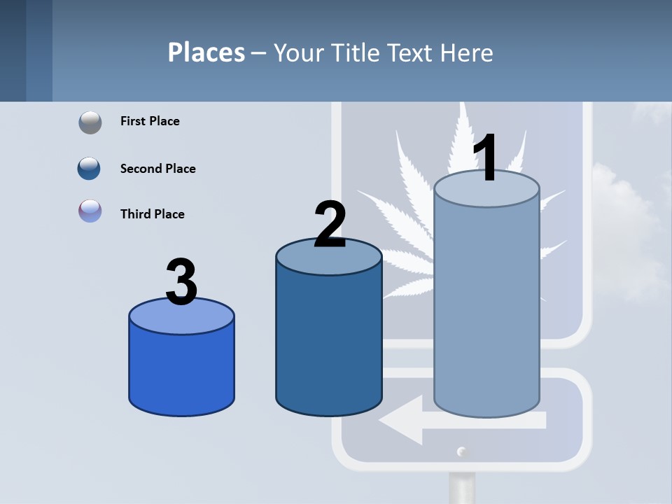 A Blue Street Sign With A Marijuana Leaf On It PowerPoint Template
