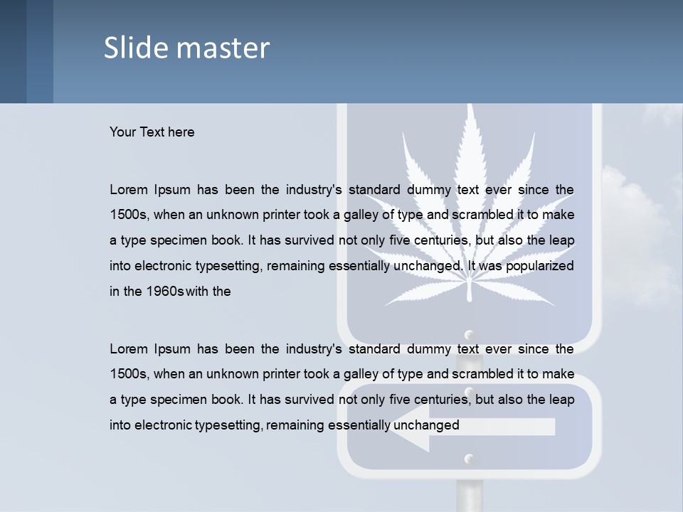 A Blue Street Sign With A Marijuana Leaf On It PowerPoint Template