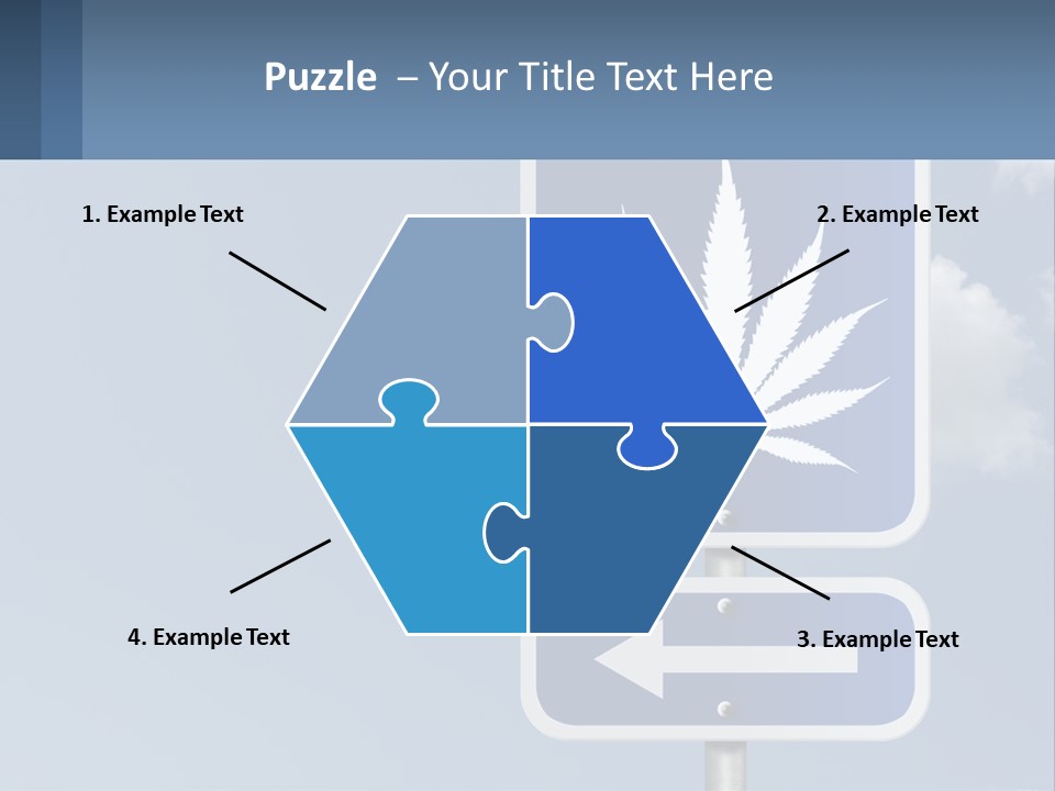 A Blue Street Sign With A Marijuana Leaf On It PowerPoint Template
