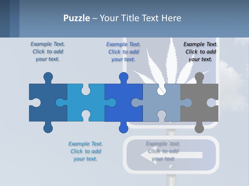 A Blue Street Sign With A Marijuana Leaf On It PowerPoint Template