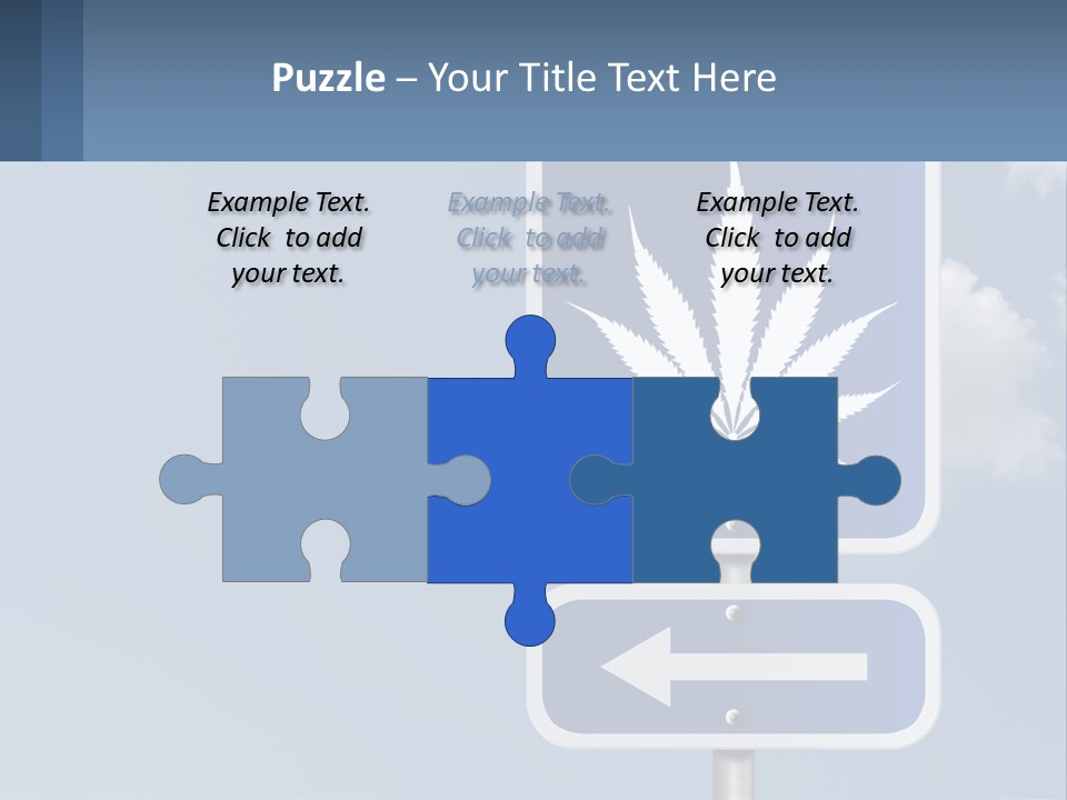 A Blue Street Sign With A Marijuana Leaf On It PowerPoint Template