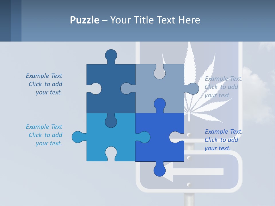 A Blue Street Sign With A Marijuana Leaf On It PowerPoint Template