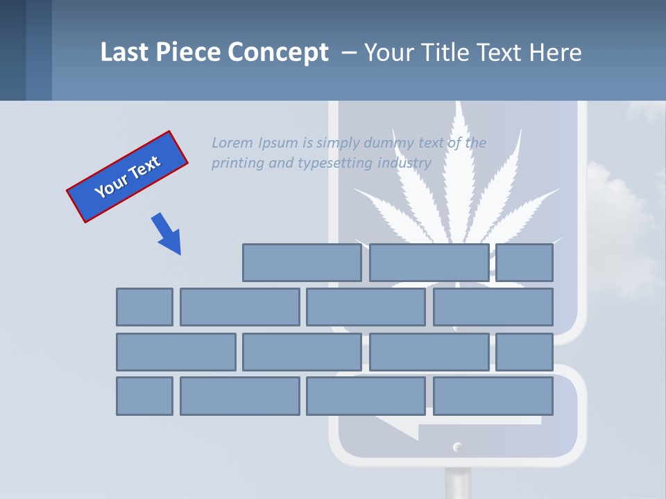 A Blue Street Sign With A Marijuana Leaf On It PowerPoint Template