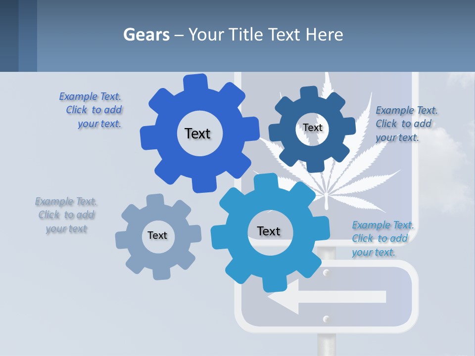 A Blue Street Sign With A Marijuana Leaf On It PowerPoint Template