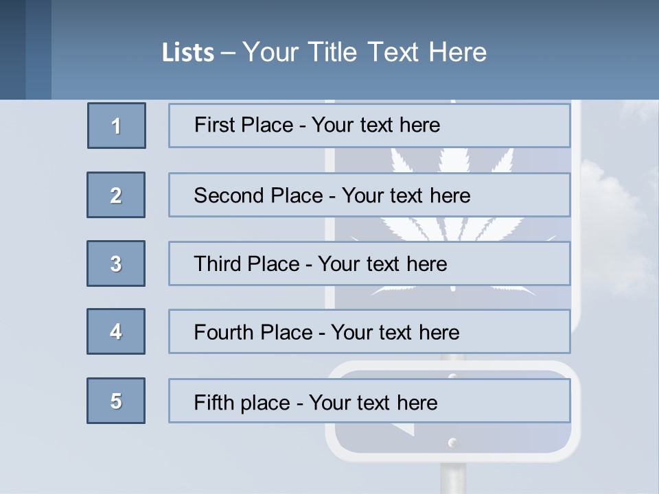 A Blue Street Sign With A Marijuana Leaf On It PowerPoint Template