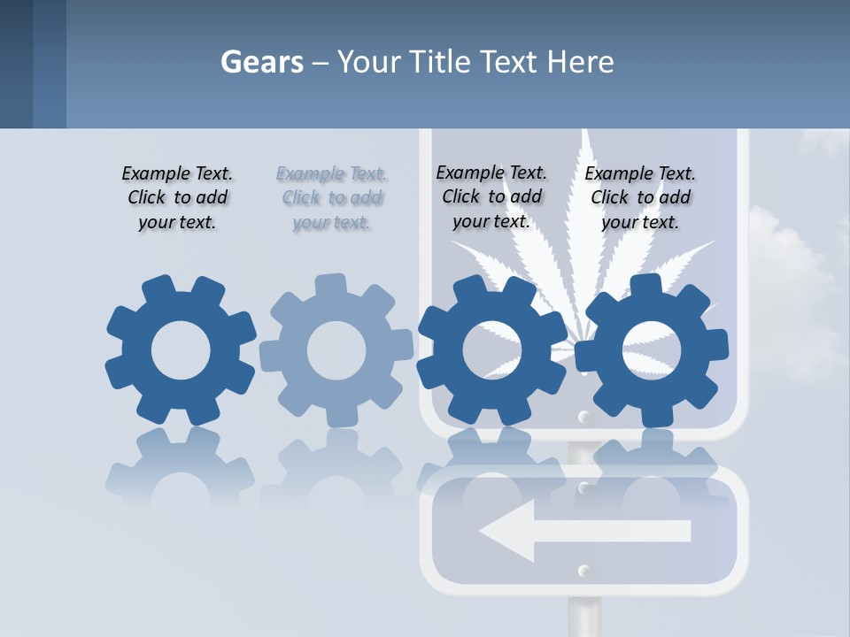 A Blue Street Sign With A Marijuana Leaf On It PowerPoint Template