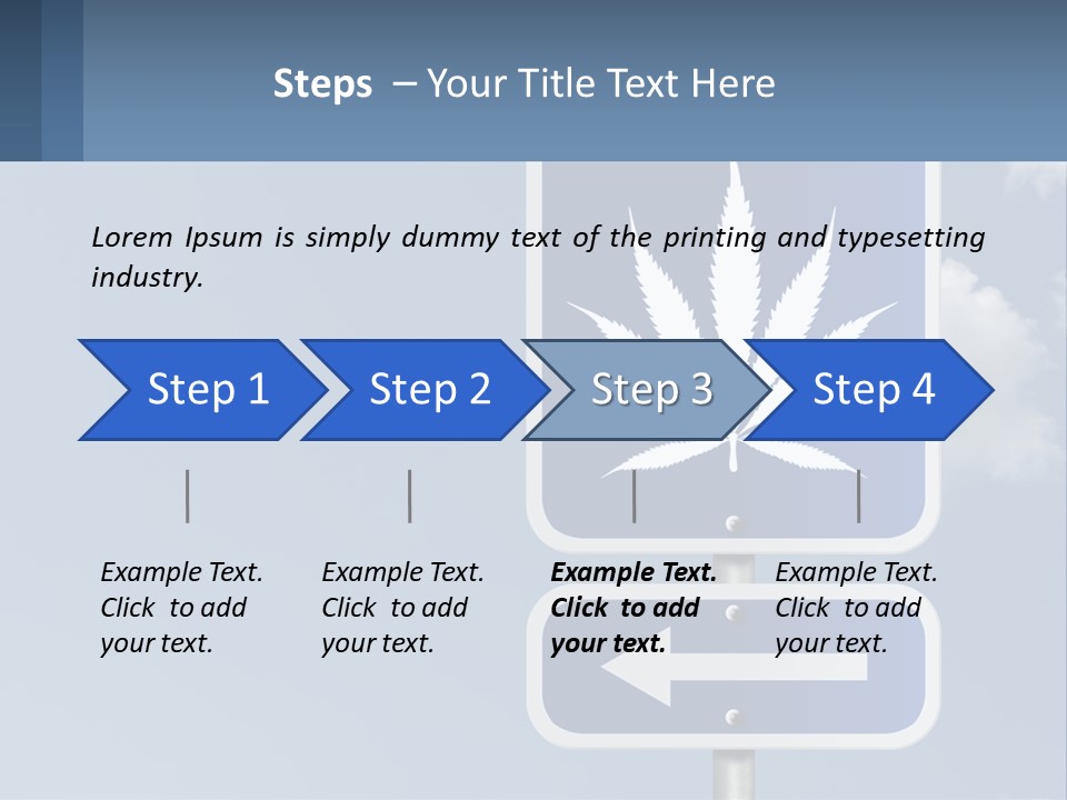 A Blue Street Sign With A Marijuana Leaf On It PowerPoint Template