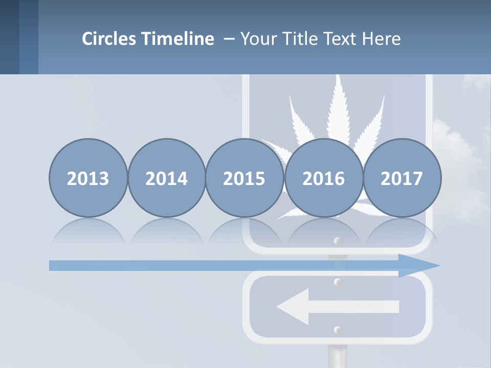 A Blue Street Sign With A Marijuana Leaf On It PowerPoint Template