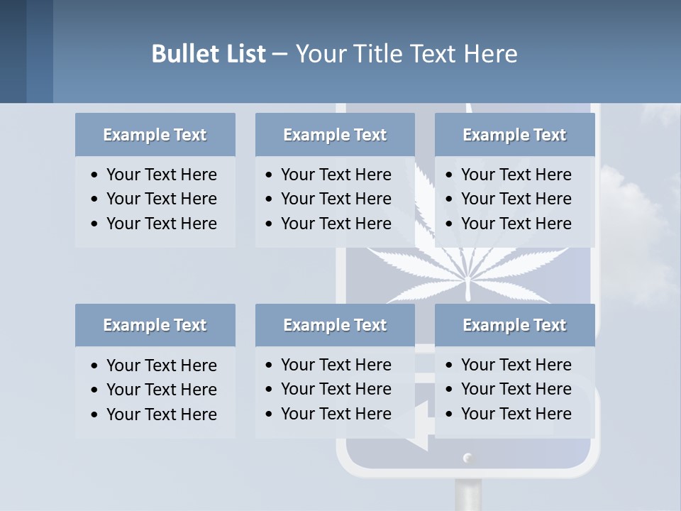 A Blue Street Sign With A Marijuana Leaf On It PowerPoint Template