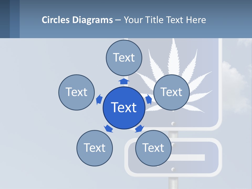 A Blue Street Sign With A Marijuana Leaf On It PowerPoint Template