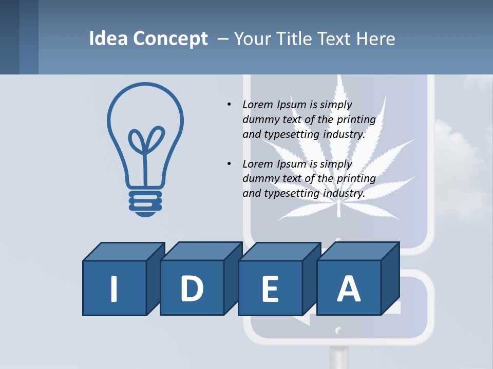 A Blue Street Sign With A Marijuana Leaf On It PowerPoint Template