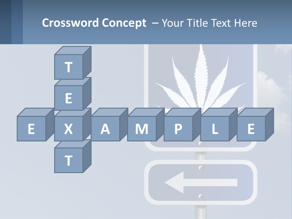 A Blue Street Sign With A Marijuana Leaf On It PowerPoint Template