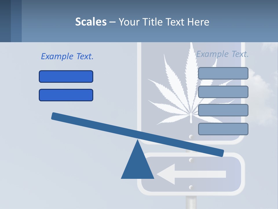 A Blue Street Sign With A Marijuana Leaf On It PowerPoint Template