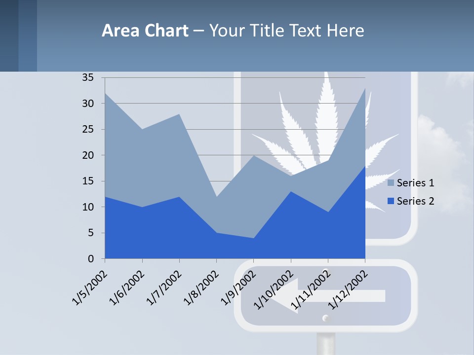 A Blue Street Sign With A Marijuana Leaf On It PowerPoint Template