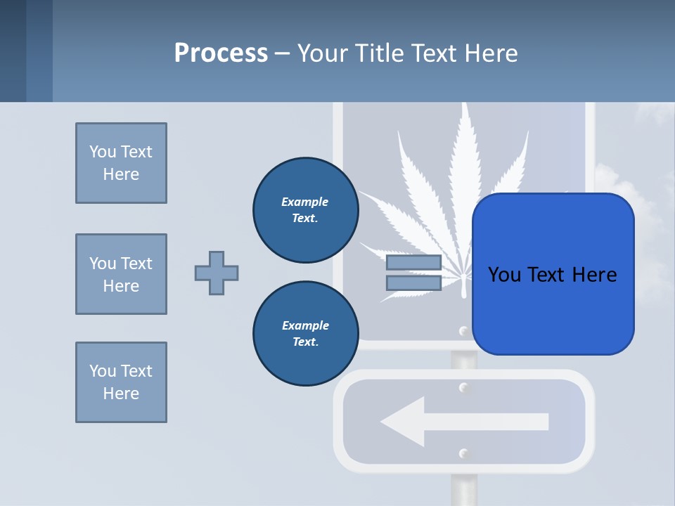 A Blue Street Sign With A Marijuana Leaf On It PowerPoint Template