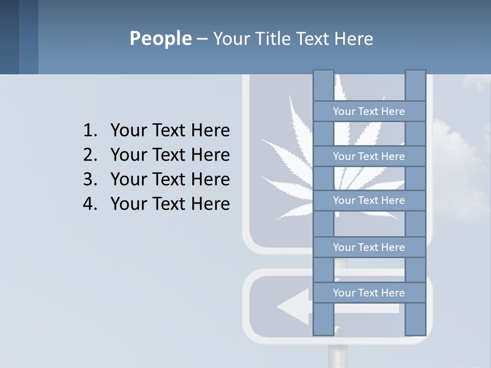 A Blue Street Sign With A Marijuana Leaf On It PowerPoint Template