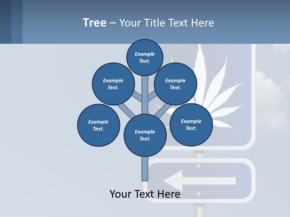 A Blue Street Sign With A Marijuana Leaf On It PowerPoint Template