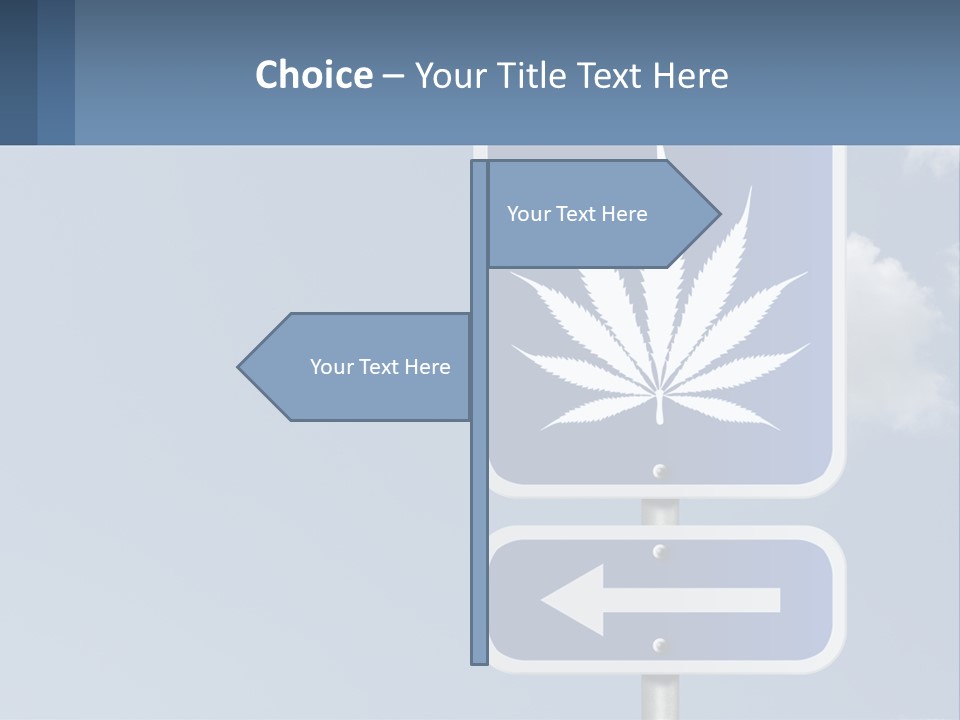 A Blue Street Sign With A Marijuana Leaf On It PowerPoint Template