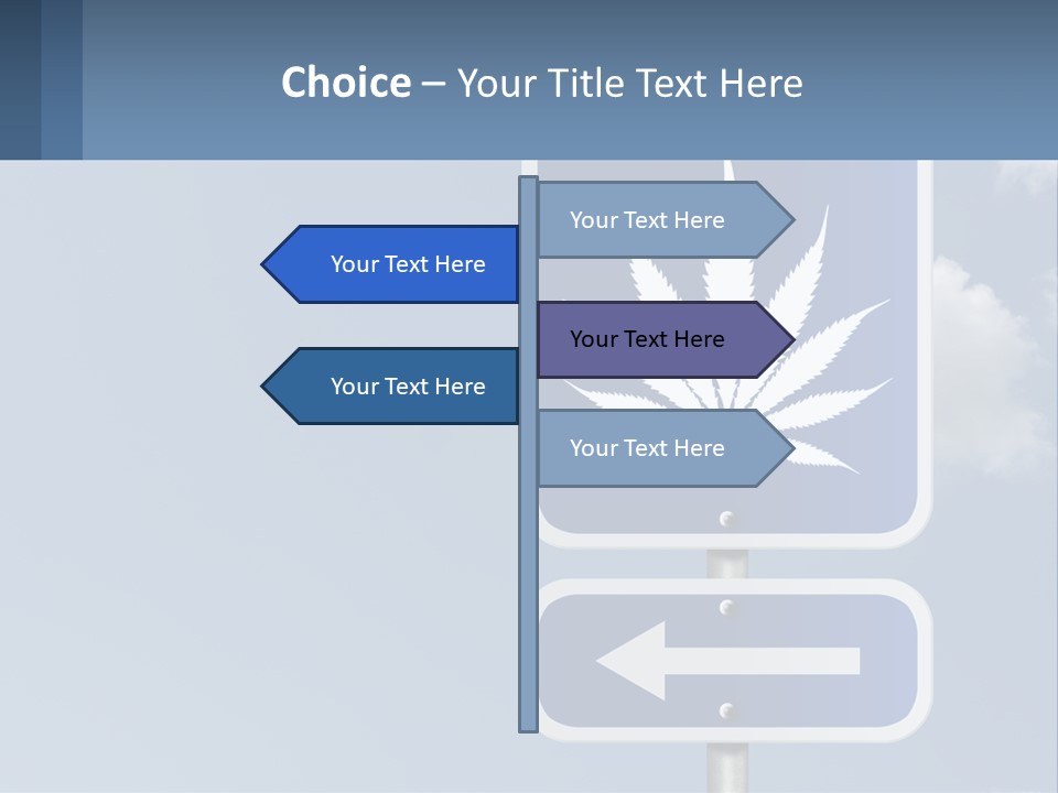 A Blue Street Sign With A Marijuana Leaf On It PowerPoint Template