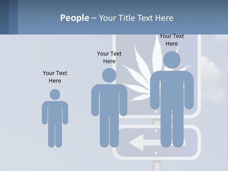 A Blue Street Sign With A Marijuana Leaf On It PowerPoint Template