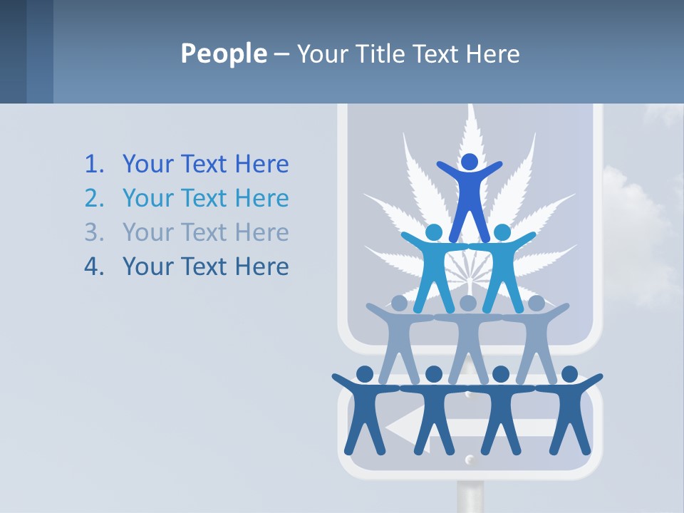 A Blue Street Sign With A Marijuana Leaf On It PowerPoint Template