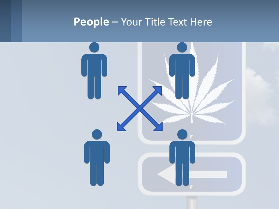 A Blue Street Sign With A Marijuana Leaf On It PowerPoint Template