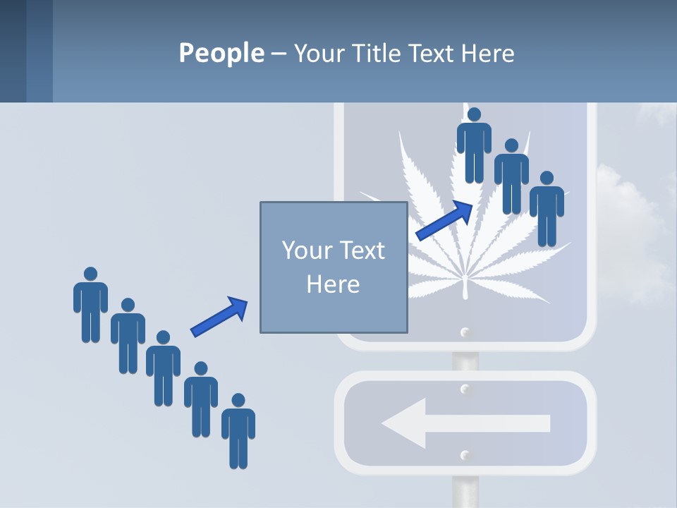 A Blue Street Sign With A Marijuana Leaf On It PowerPoint Template
