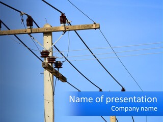 A Power Pole With Power Lines And A Blue Sky In The Background PowerPoint Template