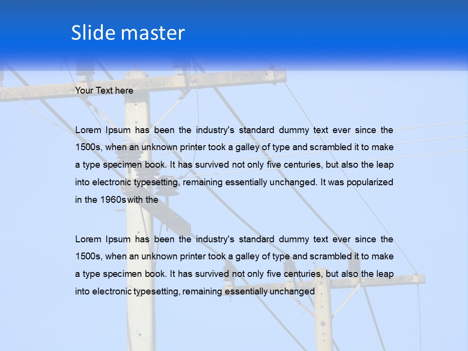 A Power Pole With Power Lines And A Blue Sky In The Background PowerPoint Template