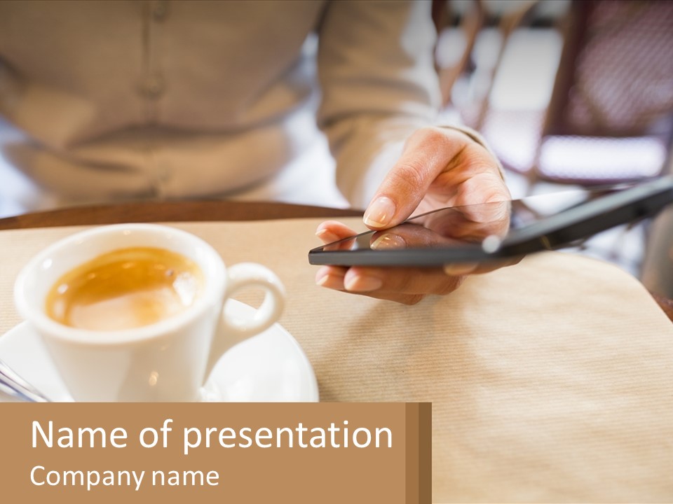 A Person Holding A Pair Of Scissors Over A Cup Of Coffee PowerPoint Template