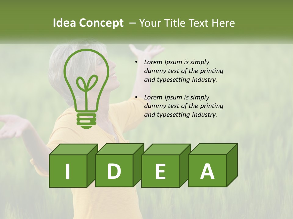 A Woman Standing In A Field Of Green Grass PowerPoint Template