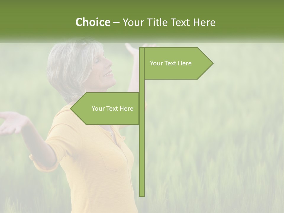 A Woman Standing In A Field Of Green Grass PowerPoint Template