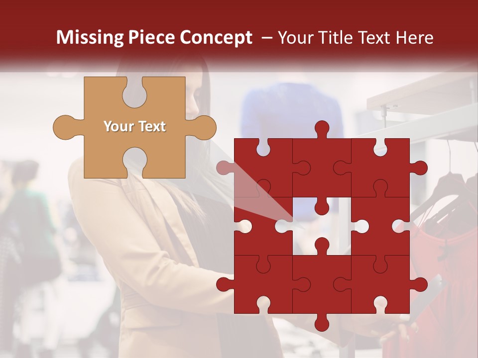 A Woman Looking At A Cell Phone In A Clothing Store PowerPoint Template