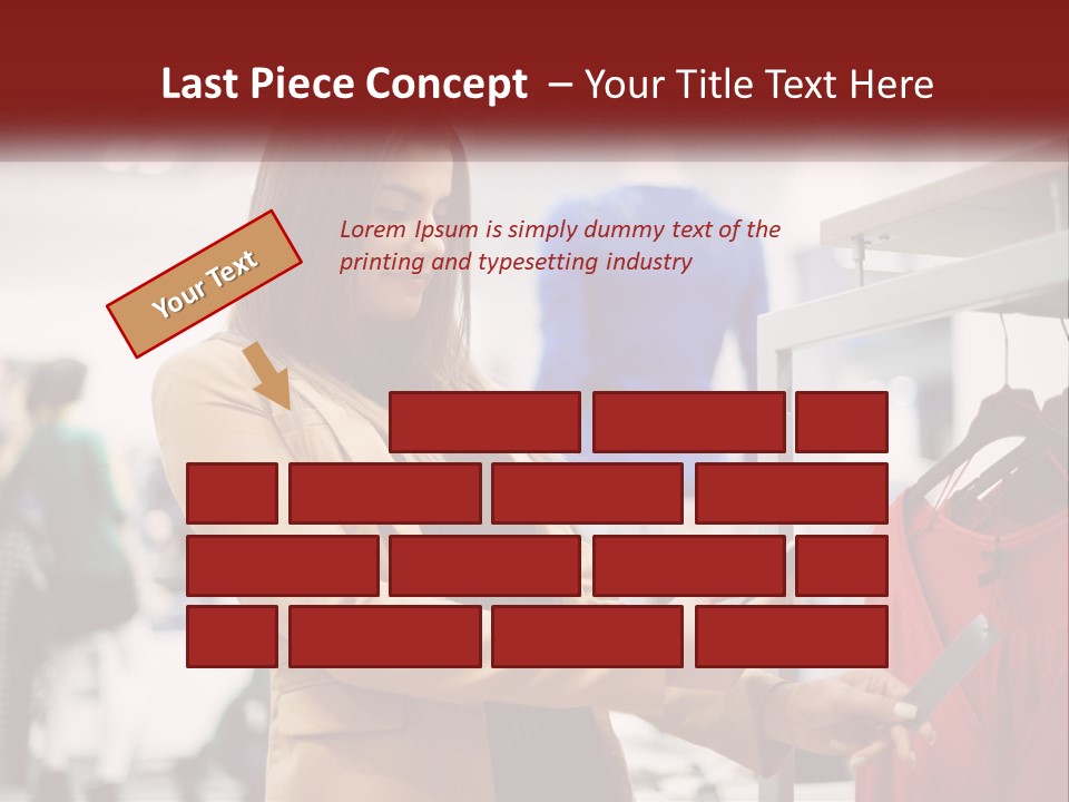 A Woman Looking At A Cell Phone In A Clothing Store PowerPoint Template