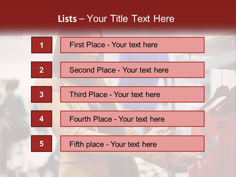 A Woman Looking At A Cell Phone In A Clothing Store PowerPoint Template
