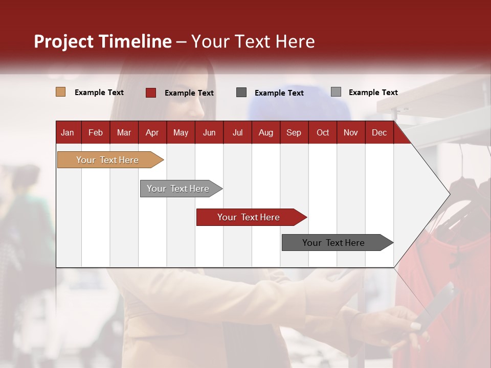 A Woman Looking At A Cell Phone In A Clothing Store PowerPoint Template