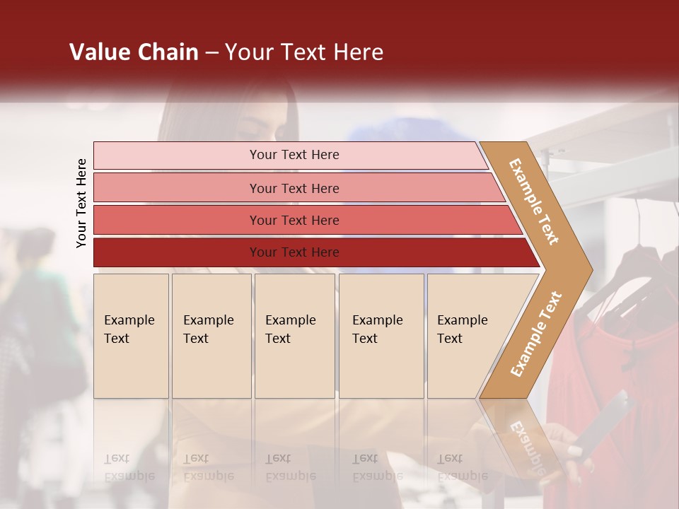 A Woman Looking At A Cell Phone In A Clothing Store PowerPoint Template