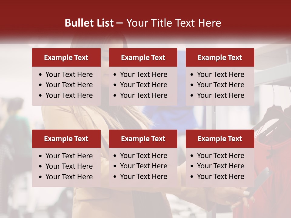 A Woman Looking At A Cell Phone In A Clothing Store PowerPoint Template