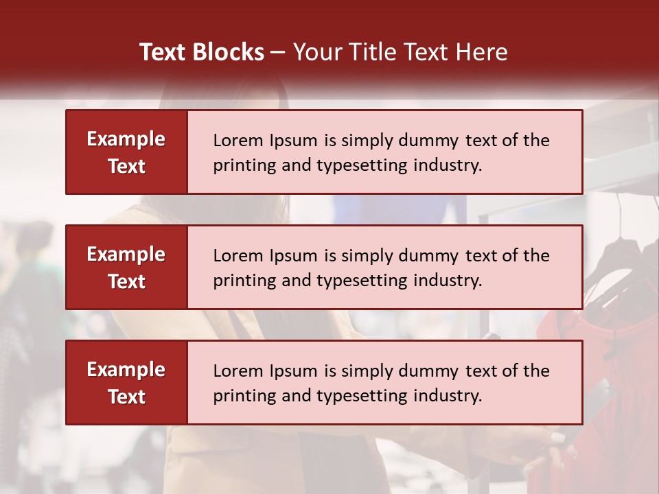 A Woman Looking At A Cell Phone In A Clothing Store PowerPoint Template