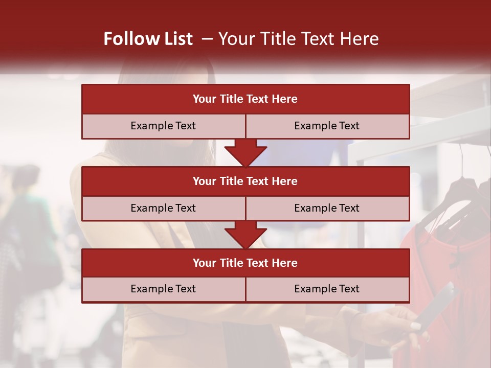 A Woman Looking At A Cell Phone In A Clothing Store PowerPoint Template