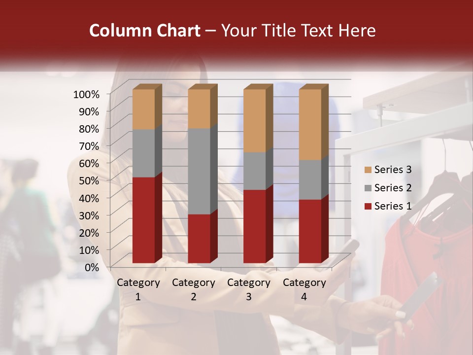 A Woman Looking At A Cell Phone In A Clothing Store PowerPoint Template