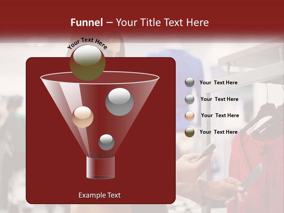 A Woman Looking At A Cell Phone In A Clothing Store PowerPoint Template
