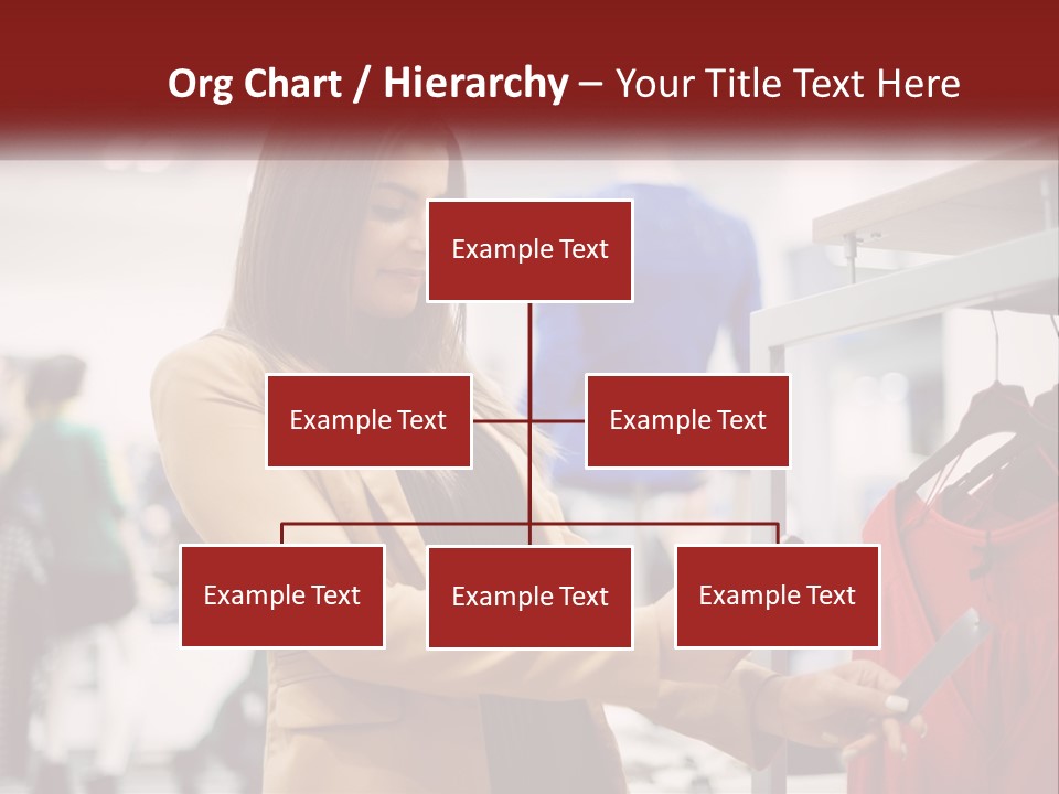 A Woman Looking At A Cell Phone In A Clothing Store PowerPoint Template