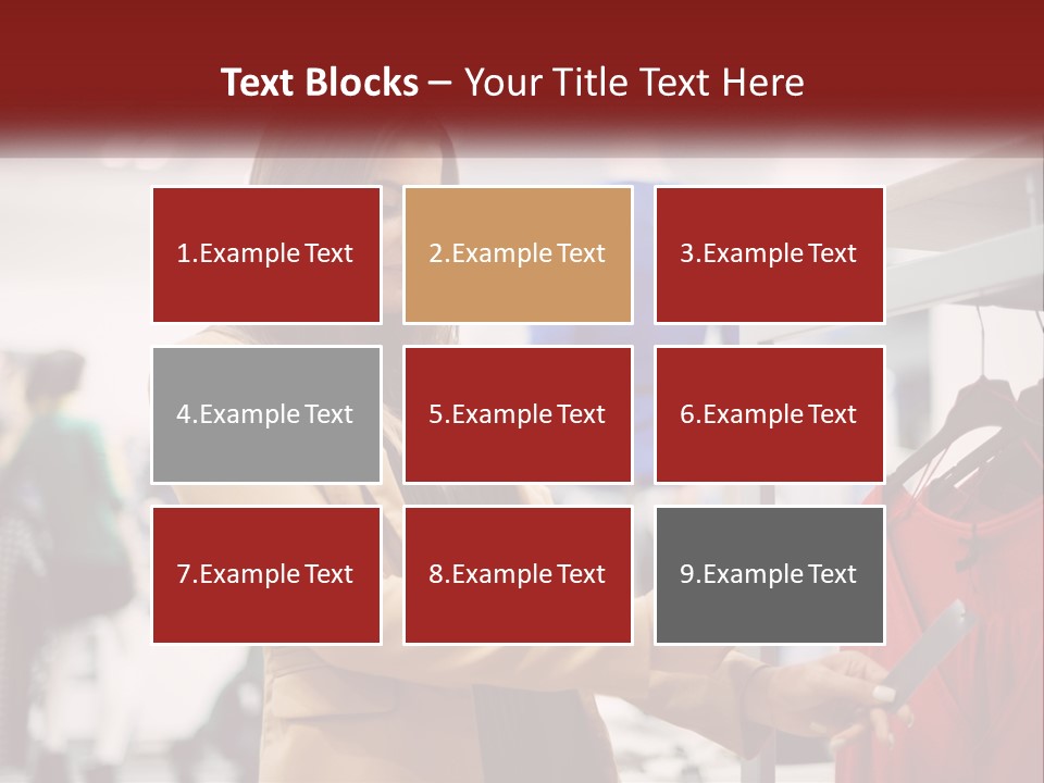 A Woman Looking At A Cell Phone In A Clothing Store PowerPoint Template