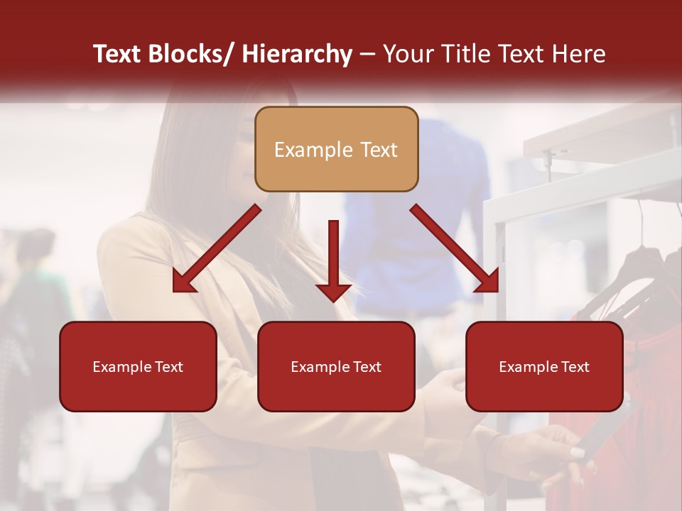 A Woman Looking At A Cell Phone In A Clothing Store PowerPoint Template