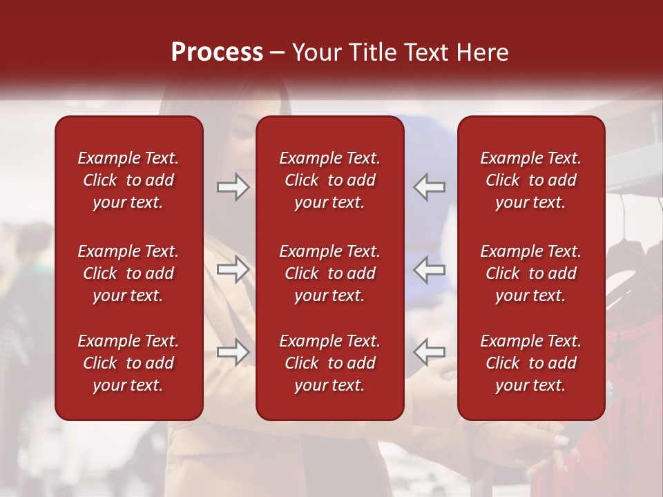 A Woman Looking At A Cell Phone In A Clothing Store PowerPoint Template