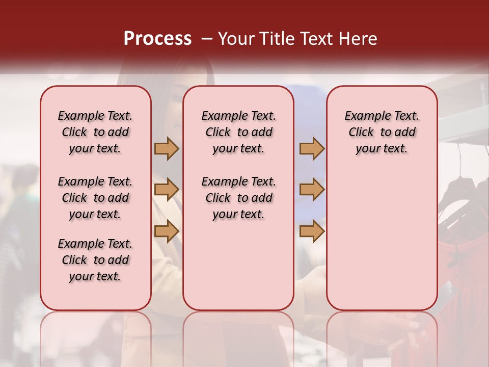A Woman Looking At A Cell Phone In A Clothing Store PowerPoint Template